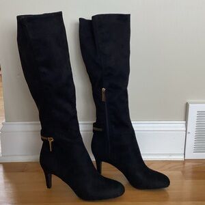 BCBGeneration Black Stretch Suede Heeled Boots
